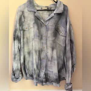 POL Tie Dye Gauze Button Up Top